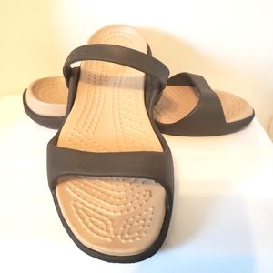 Crocs Womens Cleo Sandal Size 9 Brown Comfort Casual